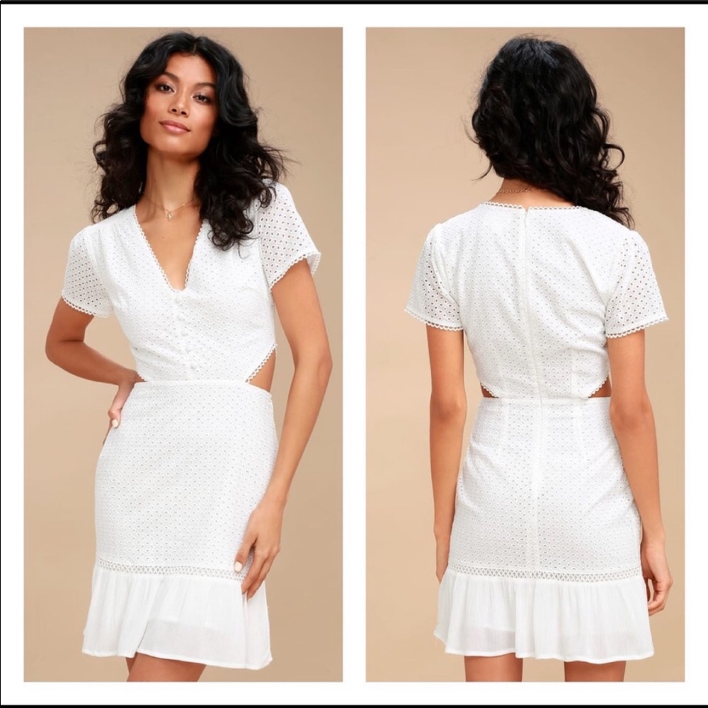 White Eyelet Lace Cutout Dress